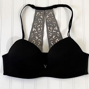 Victoria's Secret Black Bra with Gray Lace Detail